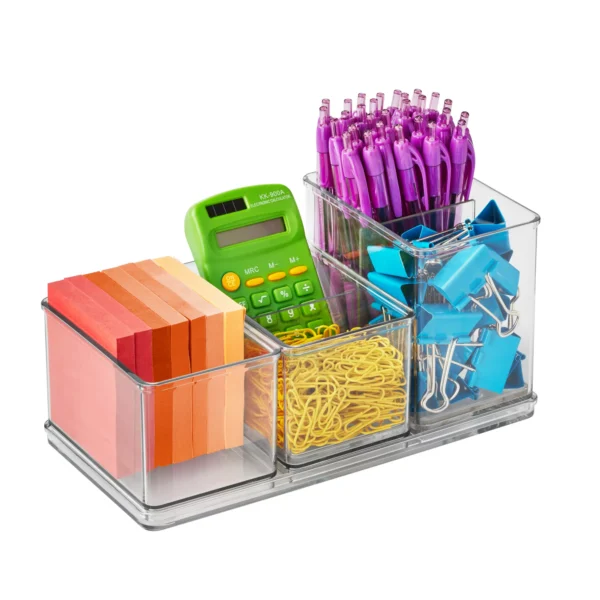 4 Piece Office Desktop Edit, Clear Plastic Storage System