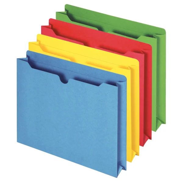 Reinforced 2" Expansion File Jackets, Assorted Colors, Letter, 10 per Pack